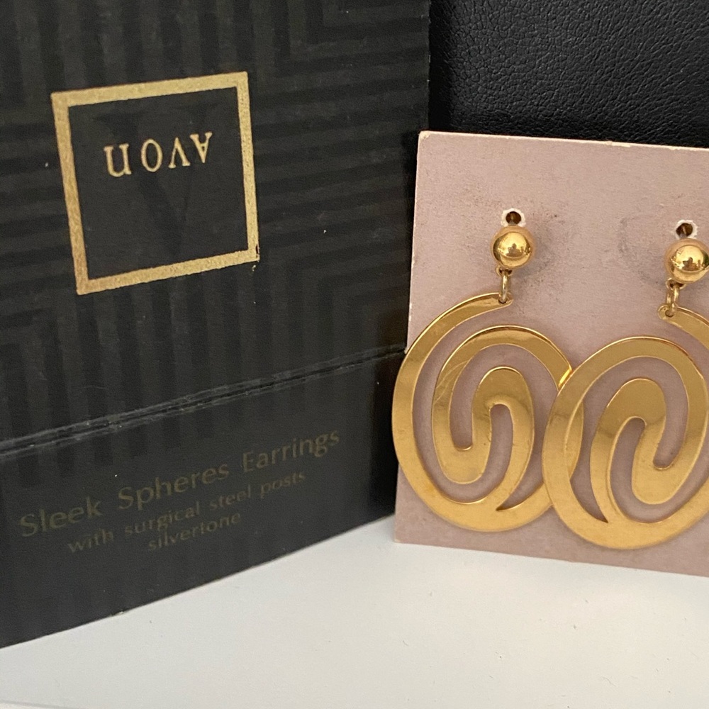 Avon sleek sphere pierced gold tone earrings